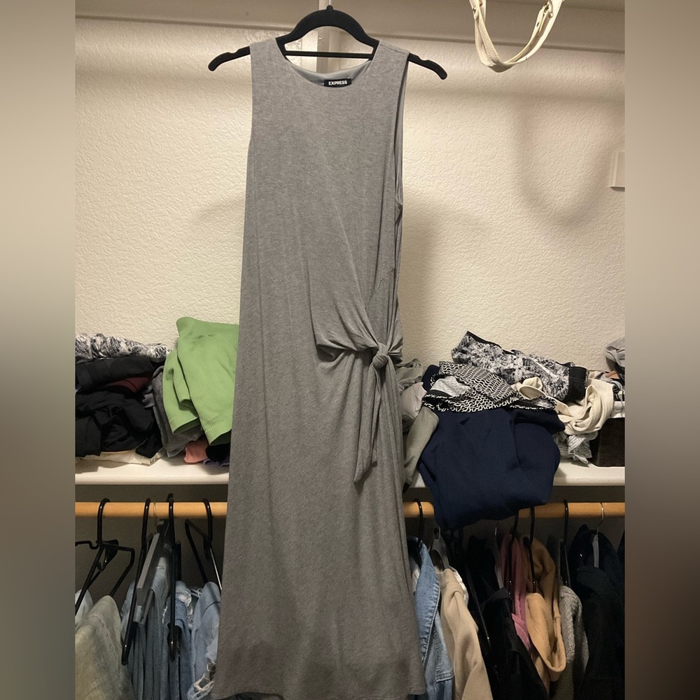 Express Long Slip Grey Dress